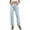 Light Blue, variant on WREESH Womens Jeans Fashion Button Zipper Summer Mid Waist Pockets Full Length Pants Black