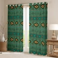thumbnail image 2 of Homewish Western Hippie Aztec Curtains Pack of 2 (42x84 Each) for Adult, Cowboy Cowgirl Curtains Blackout, Green Triangle Abstract Bedroom Curtains, Black Out Curtains Room Decor, 2 of 6