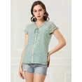 thumbnail image 3 of blusa de gasa con mangas casquillo ligera con volantes para mujer Azul claro XL, 3 of 6