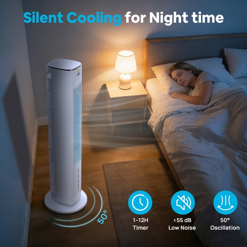 Etust 38" Evaporative Tower Fan with Humidifier, Quiet Bedroom Cooling Fan with Timer, LED Display and Oscillation