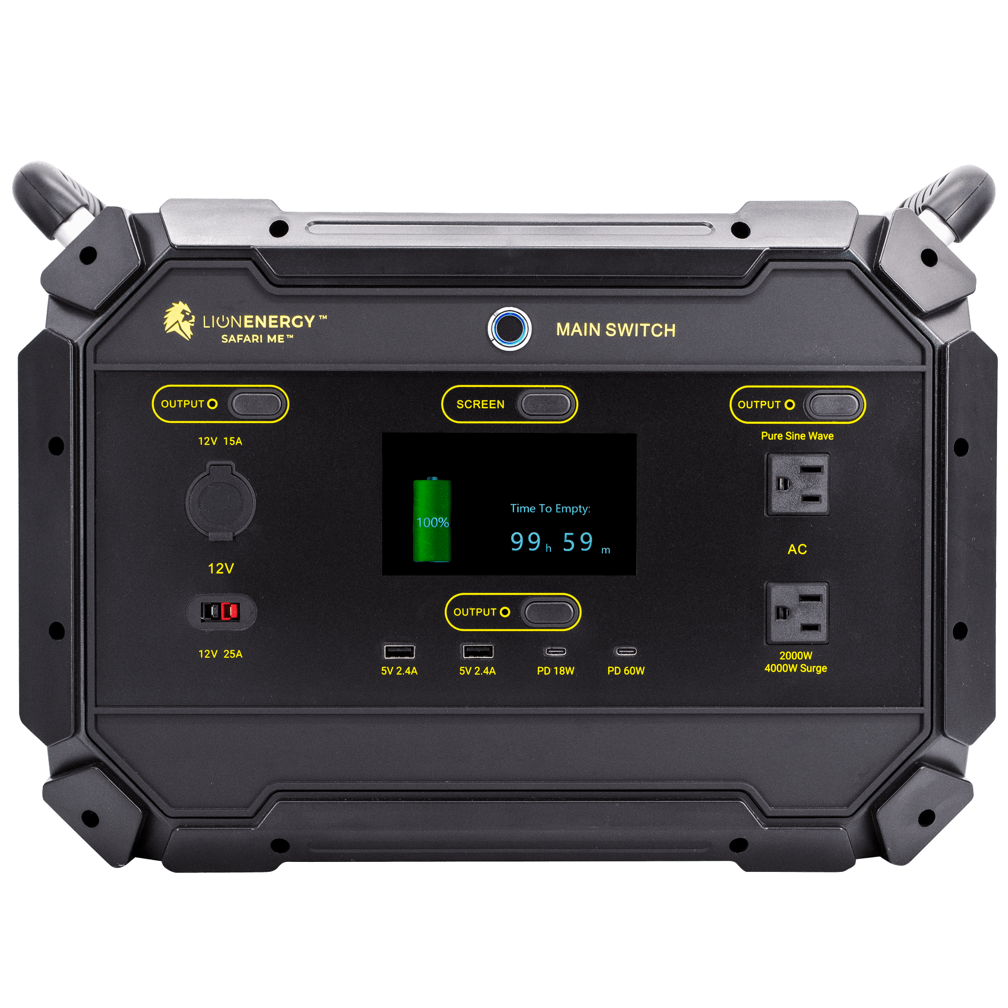 Lion Energy Safari ME Lithium Solar Generator 2000W/922Wh – AC, USB, USB-C & 12V Outputs