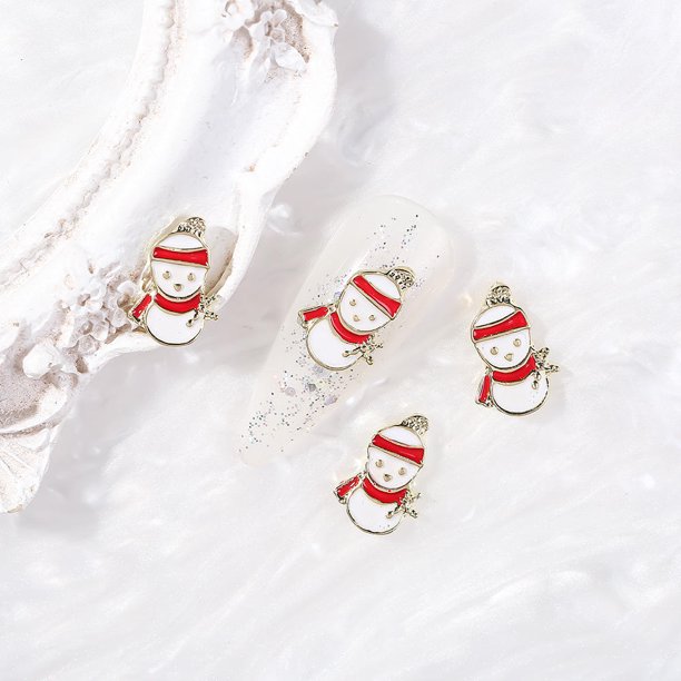 10 unids/bolsa de aleación de Navidad, decoraciones artísticas para uñas, diamantes de imitación, joyería navideña, accesorios para uñas 3D, suministros para uñas al por mayor