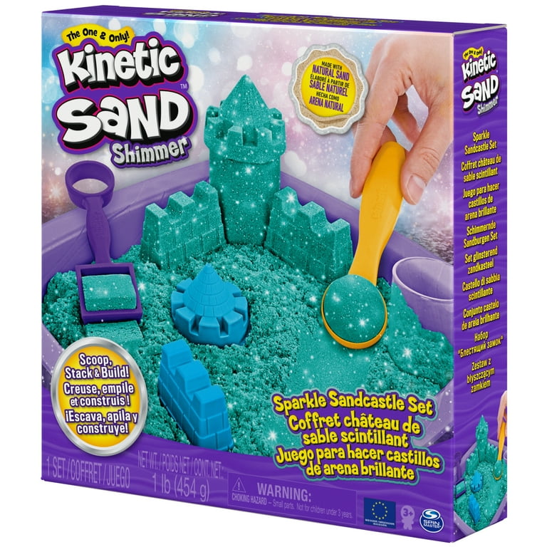 Kinetic Sand Sandbox Set, 1lb Purple Play Sand, Sandbox Storage, 4 Molds  and Tools, Sensory Toys, for Kids Ages 3+