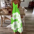 thumbnail image 2 of Dazajoo Women Floral Spaghetti Strap Sundress Casual Summer Long Maxi Dress V Neck Vintage Boho Beach Dresses,Green,XXXL, 2 of 6