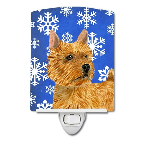 

Norwich Terrier Snowflakes Holiday Ceramic Night Light