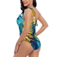 thumbnail image 4 of Salouo Starry Sunflower Dreamscape Pattern One Shoulder Ruffled One Piece Swimsuit for Women V Neck Swimwear Tummy Control Bathing Suit-XX-Large, 4 of 6