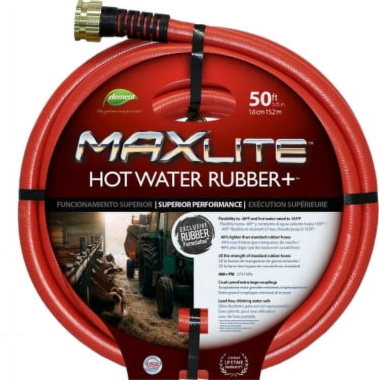 Swan Element MaxLite 0.625 in x 50 ft Heavy Duty Hot Water Rubber Garden Hose