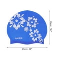 thumbnail image 4 of Unique Bargains 1 Pc Waterproof Square Flower Pattern Swim Cap White Blue, 4 of 6