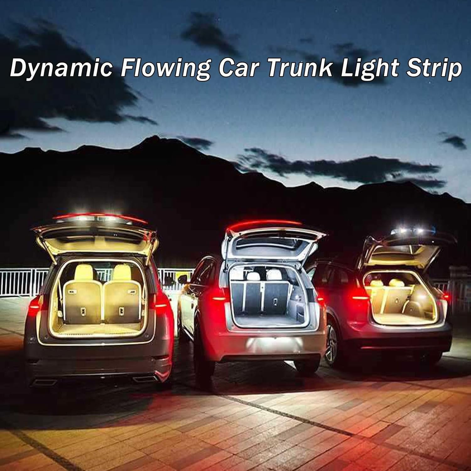 Dynamic Flowing Car Trunk Light Strip, 2025 New Trunk Cargo Ambient Lighting, Led Strip Lights for Interior Illumination Decorations, Invisible Installation