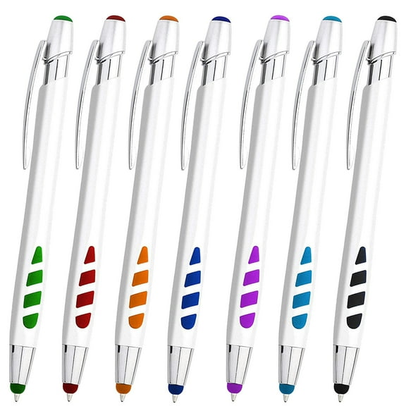 Stylus Pens - 2 in 1 Touch Screen & Writing Pen, Sensitive Stylus Tip - For Your iPad, iPhone, Kindle, Nook, Samsung Galaxy & More - Assorted Colors, 7 Pack