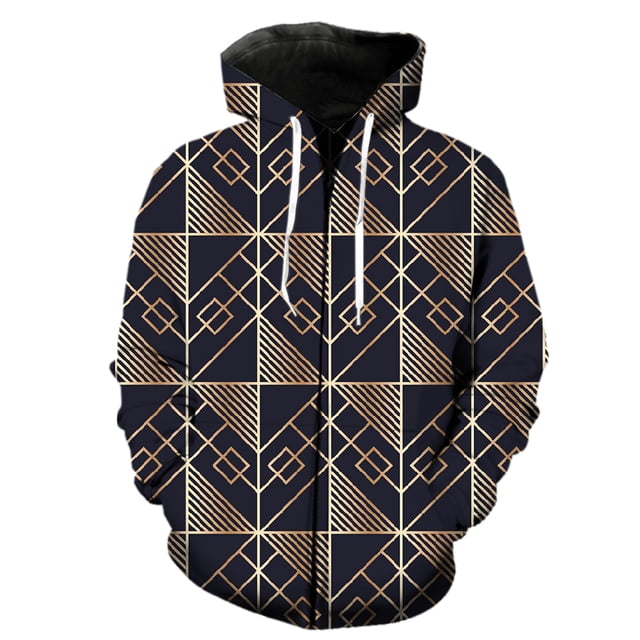 Sudadera con capucha y cremallera para hombre, diseño geométrico abstracto, manga larga, divertida, estilo Harajuku, gran oferta 2024, con capucha y estampado 3D.