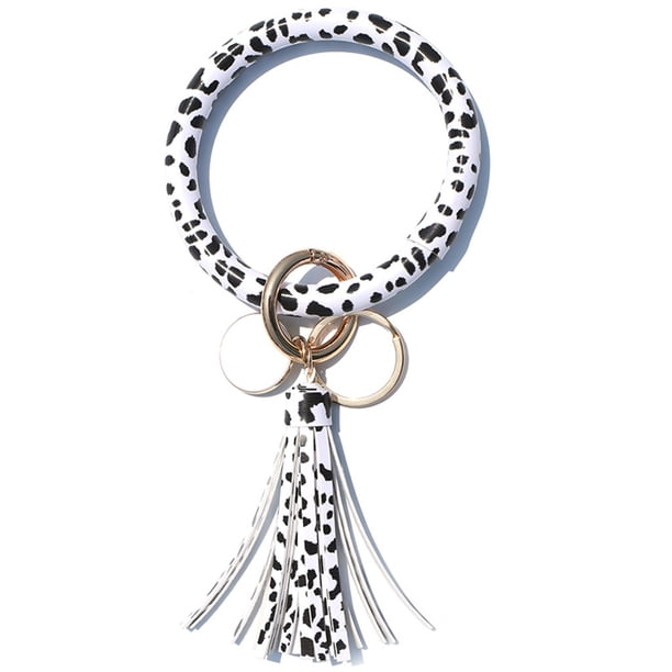 Llaveros para mujer, llavero de billetera, llavero de auto, llavero lindo, tendencia de moda, pulsera de cuero grande, llavero redondo con borla, anillo, joyería, pulsera, llavero, brazalete.