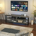 thumbnail image 5 of TV Stand for TVs up to 60 inch, Design for Corner, Built-in Power Outlet, 4 Thick Board Storage Shelf with Cable Managements, Freestanding with Adjustable Feet, 15"D x 55"W x 19"H, Gray Oak, 5 of 5