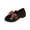 Brown, variant on Women's Platform Mid Heel Loafers Casual Chic Round Toe Plaid Bowknot Slip On Dress PU Shoes for Spring Summer