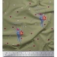 thumbnail image 1 of Tissu Popeline de Coton Pomme Feuilles & Lis Imprimé Floral 1 Yard 56 Inch Wide, 1 of 6