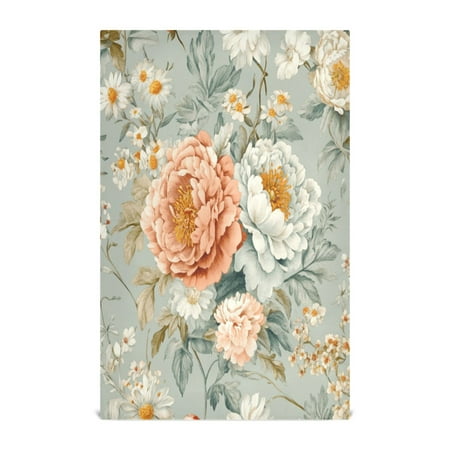 

WOBOGO Vintage Peony Floral Kitchen Towel 4 Piece Large Cotton Dishcloth Premium Absorbency Set with Hanging Loop