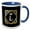 Blue/White, variant on 3drose, Letter L- Image of Monogram with Crown and Blue Star- Not Metal Foil, 11oz Two-tone Yellow Mug