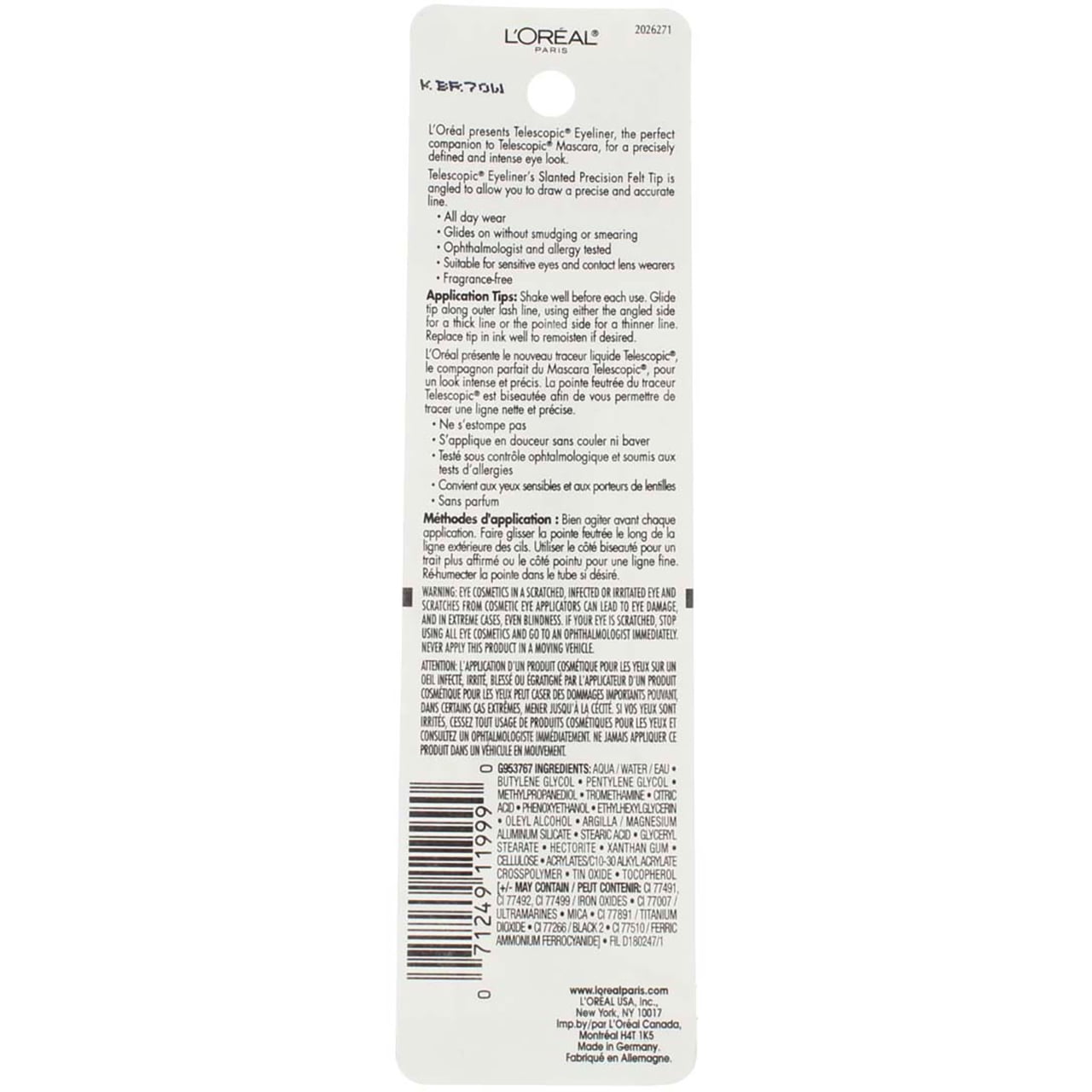 L'Oreal Telescopic Precision Liquid Eyeliner, Black [810] 0.08 oz