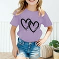 thumbnail image 2 of Summer Tops Kid Girls Cute Graphic Round Neck Short Sleeve Tee Summer Casual Shirt Cute Tops Size:10-12 Years, 2 of 5