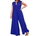 thumbnail image 2 of HBFAGFB Combinaisons pour Femmes Grande Taille Col Rond Décontracté Sans Manches Taille Haute Combinaisons Bleu Taille TTTG, 2 of 8