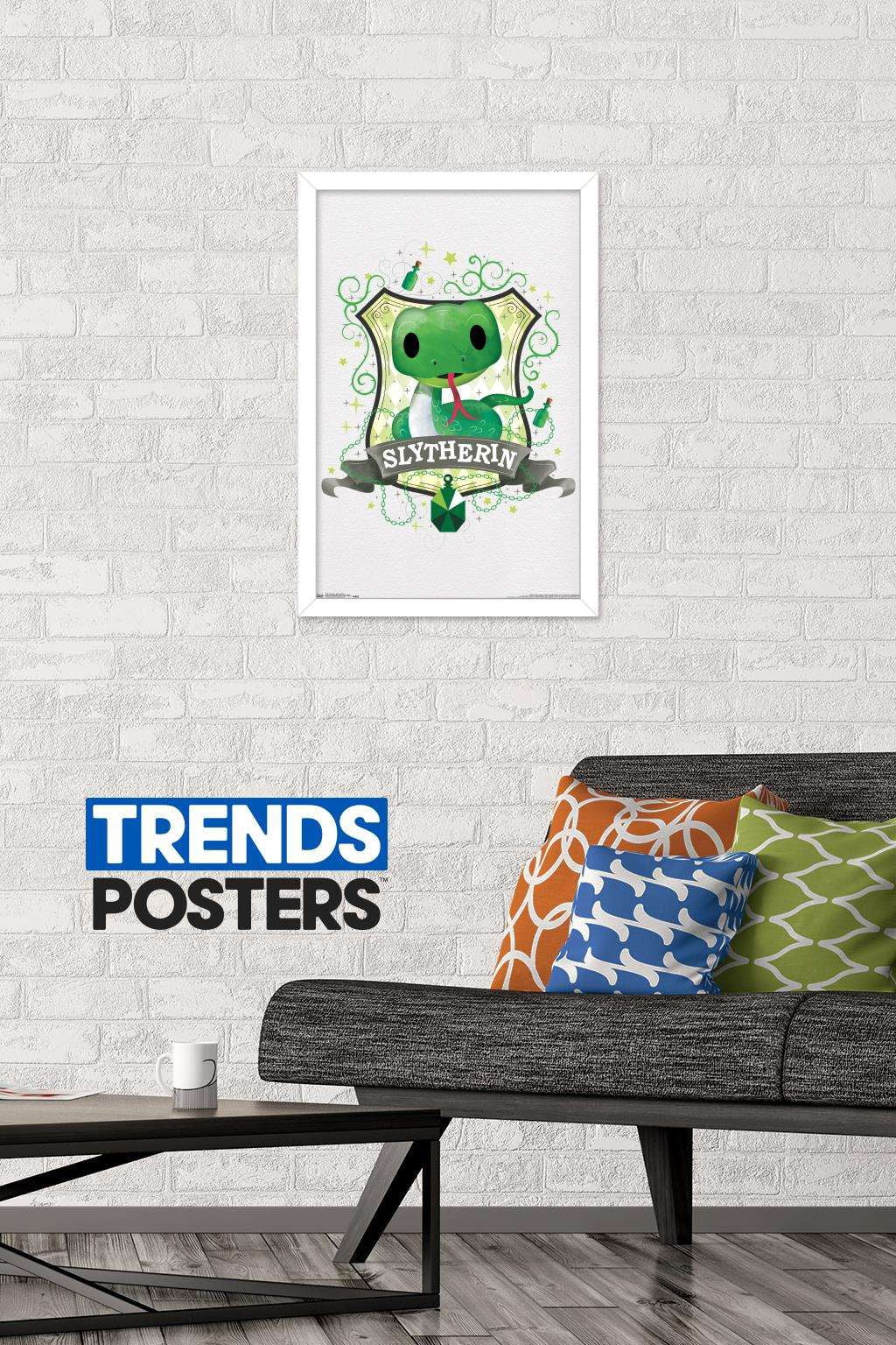 The Wizarding World: Harry Potter - Slytherin Charm Wall Poster, 14.725" x 22.375", Framed