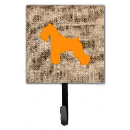 Caroline's Treasures Schnauzer Burlap and Orange Leash Holder and Wall Hook