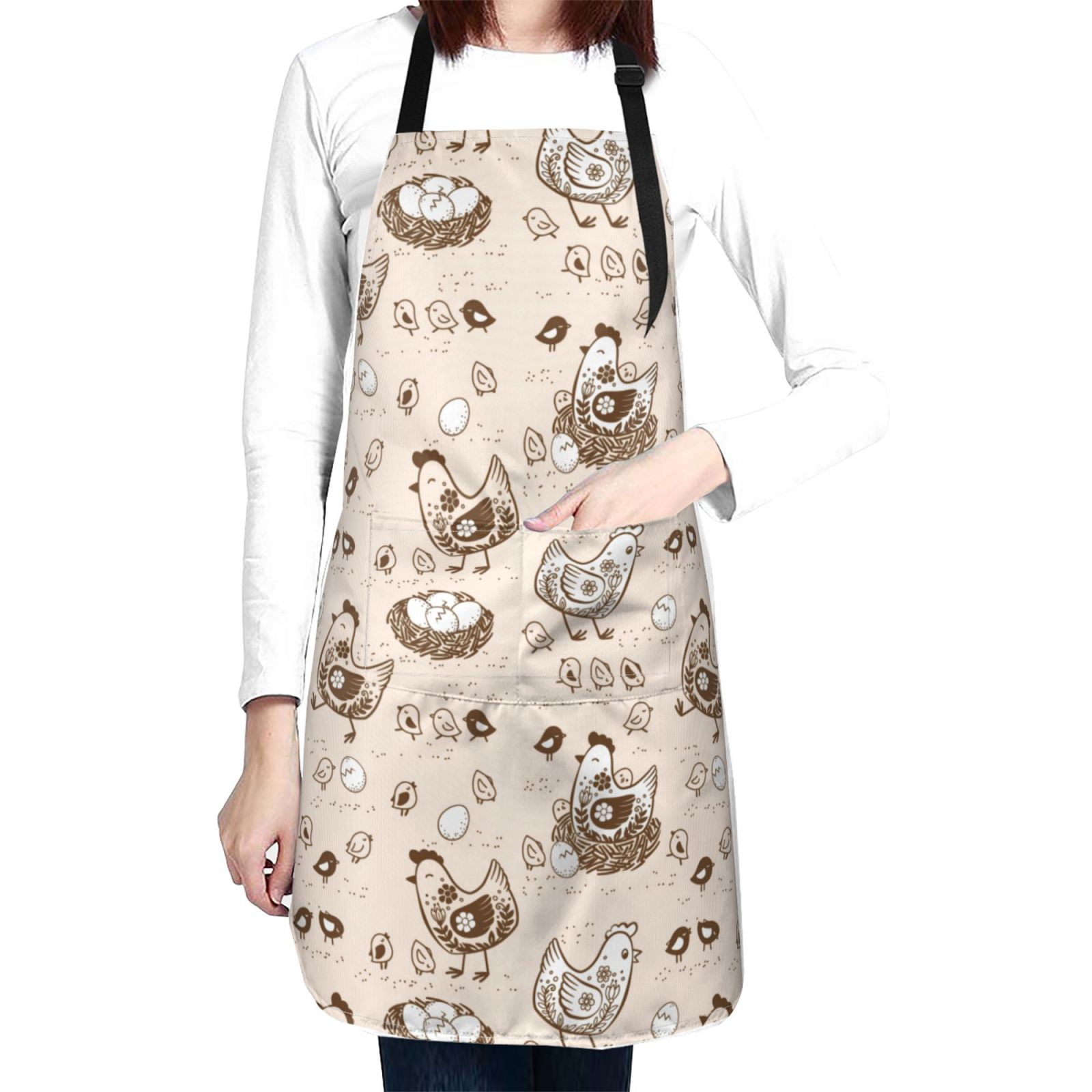 Kdxio Retro Rooster Apron with Pockets Adjustable Kitchen Aprons for Men Women Waterproof Aprons for Cooking,Drawing,Crafting, Baking Household Cleaning