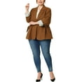 thumbnail image 3 of Agnes Orinda Women's Plus Size Stripe Cuff Notched Lapel Casual Blazer, 3 of 6