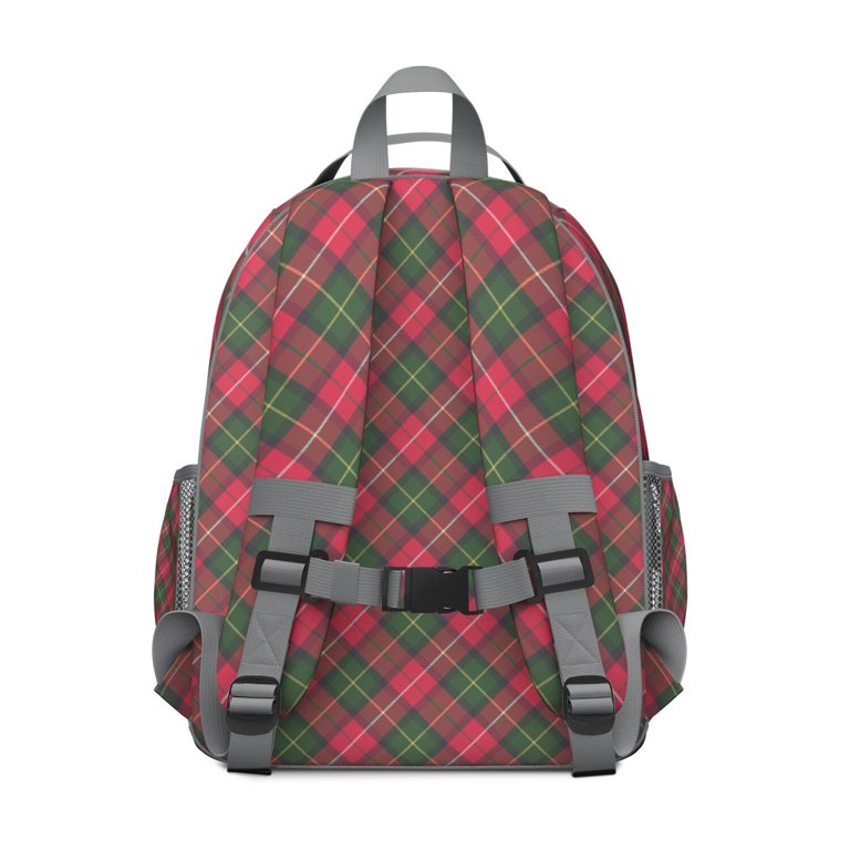 Plaid backpack, classic checkered print student backpack  display picture 1