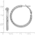 thumbnail image 4 of 14K White Gold 3X25mm Diamond-Cut Round Omega Back Hoop Earrings (32.25 X 32) Made In Peru pre940w, 4 of 5