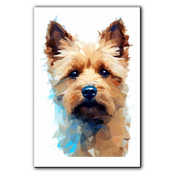 Norwich Terrier Dog Art Canvas, Pet Wall, Polygon Art Print on Canvas Canvas, large wall art, bathroom wall art, Ready to Hang,Living Room,Bedroom ＆ Office