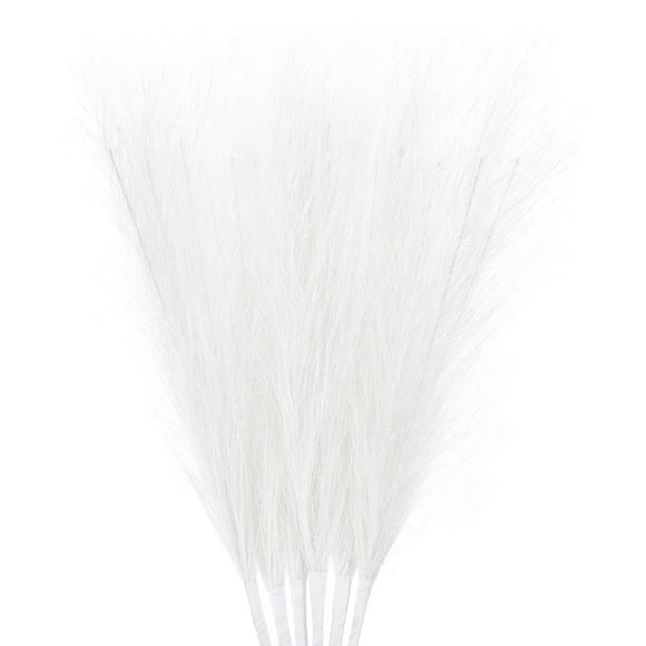 Unique Bargains 6Pcs Faux Pampas Grass 45cm/17.7' Small Fake Pampas Grass for Home Wedding Vase Decoration White