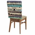 thumbnail image 2 of Farmhouse Dining Chair Back Cover Only, Barn Cow Pig Chicken Brown Teal Ombre Wood Grain Set of 4 Chair Back Covers, Removable Washable for Dining Room, Banquet & Holiday Decoration, 2 of 9
