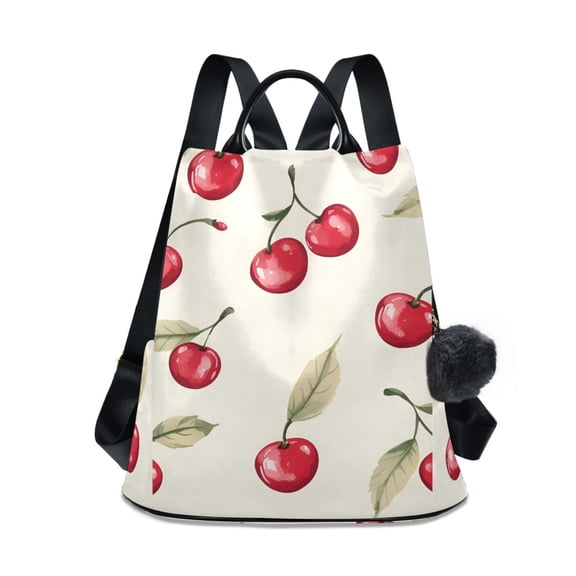 FORMRS Women's Travel Backpack Purse Anti-Theft Hidden Pockets Casual Shoulder Bag, Red Cherry