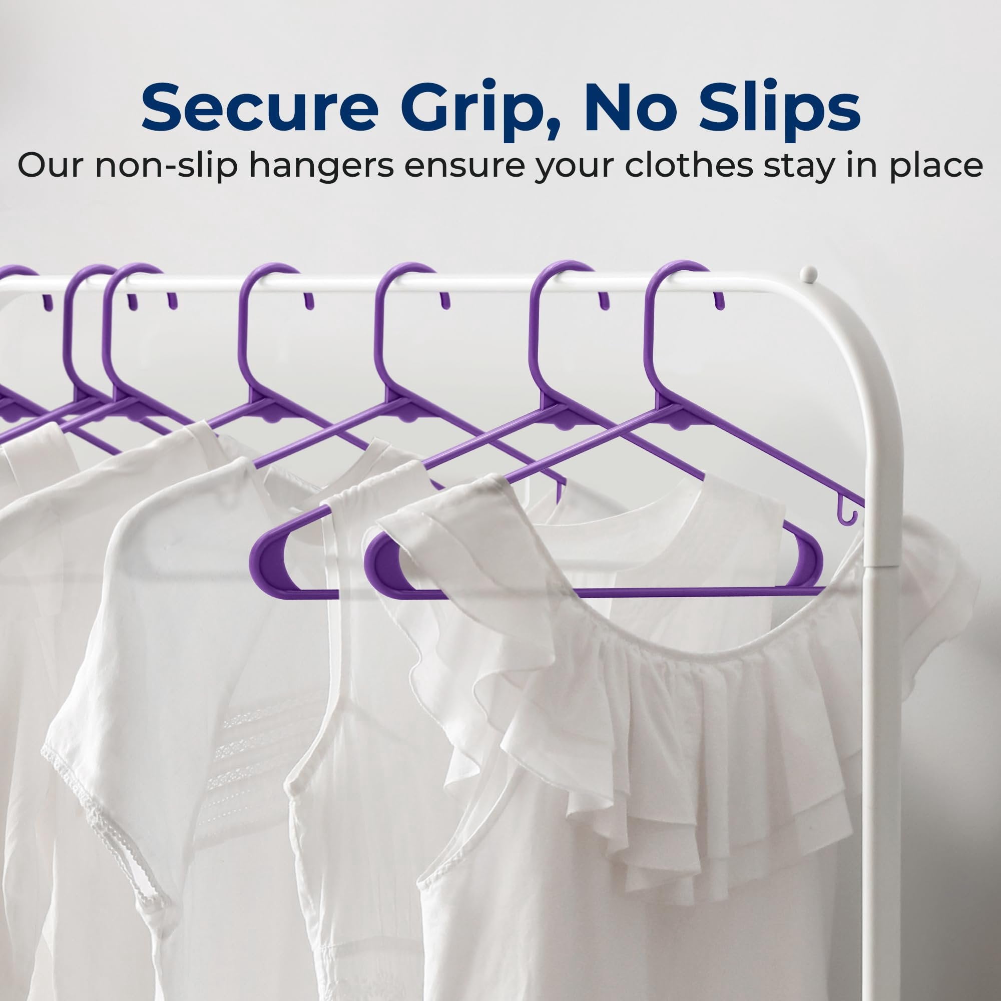 SereneLife 200 Pack Plastic Hangers, Non-Slip, Space-Saving Closet Organizers, Durable and Strong for Shirts, Sweaters, Hoodies, Kids Clothes & Dresses, Ultra-Thin, Lightweight