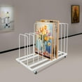 thumbnail image 2 of Art Storage Rack with Wheels, Rolling Art Painting Drying Rack 9 Section Metal Storage Stand for Canvas Drawing Boards Panels Prints (White), 2 of 9
