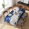 thumbnail image 3 of Marble Navy Blue Table Cloth Waterproof Tablecloths, Abstract Gold White Brick Stone Motif Tablecloth Dining Table Cover for Kitchen Party Tabletop Outdoor, Rectangle Tablecloth 60x120 Inch, 3 of 9