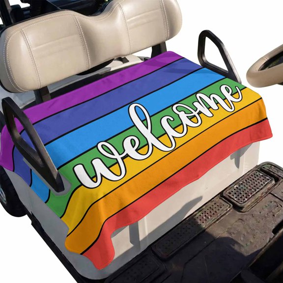 Golf Cart Seat Cover Rainbow Stripes Club Car Golf Cart Seat Covers Soft Absorbent Golfcart Towel Blanket Wood Striped Welcome Golf Seat Covers for Cart Decor Fits 2 & 4 Passenger 51"x31"