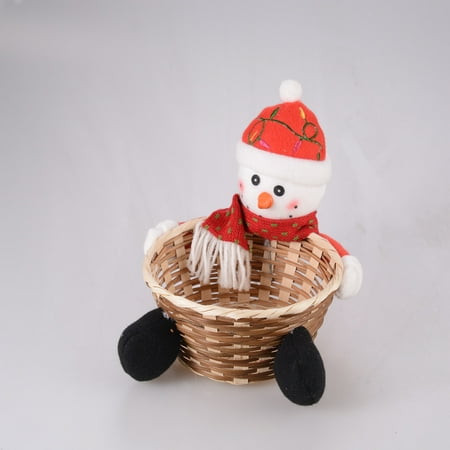 

Snowman Candy Bamboo Basket Storage Basket Cookie Santa Claus Christmas Decorations