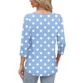 thumbnail image 4 of Hfnxid 3/4 Sleeve Shirts for Women Crewneck Polka Dots Printed Shirt Business Casual Tunic Tops Fashion Slim Fit Going Out Top, 4 of 8