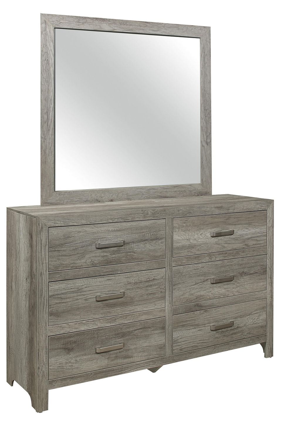 Topline Home Furnishings Weathered Grey Dresser with Mirror