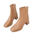 thumbnail image 6 of Willtoo Women's Square Toe Side Zipper Mid Chunky Heels Retro Ankle Boots, 6 of 6