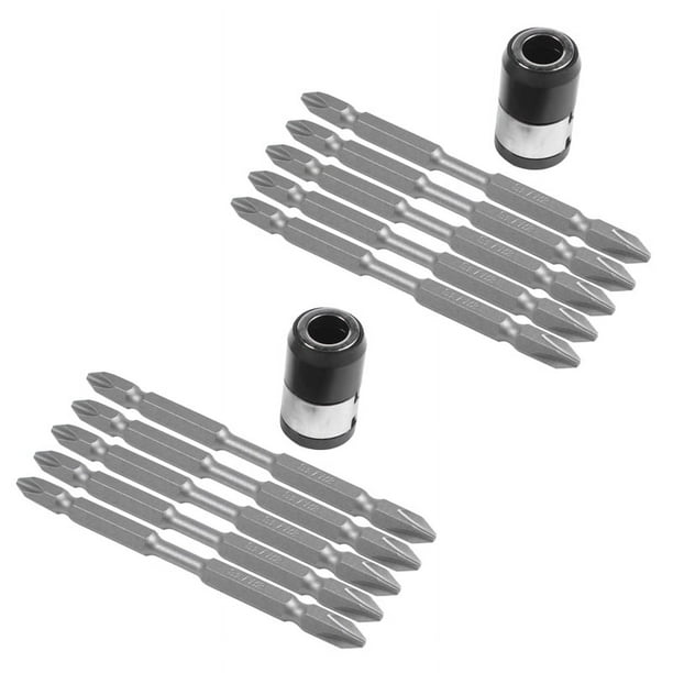 10 Piezas Juego de Brocas S2 para Destornillador 100 mm Phillips Imán Fuerte Conductor Acero Cabeza Doble Cabeza Hexagonal con Anillo Magnetizador