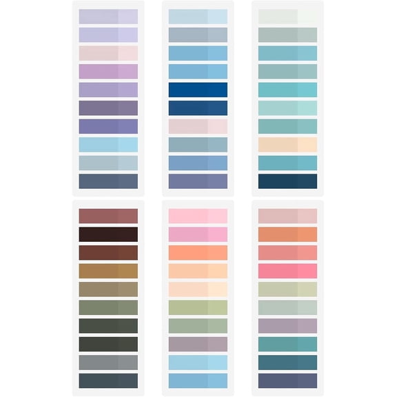 Siloon Sticky Tabs 1200 Pieces Book Tabs, Transparent Book Markers, Writable and Repositionable Page Makers, Morandi Index Tabs for Annotating Books, Page Tabs, Books Flags