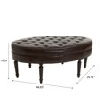 thumbnail image 2 of Renton Brown Leather Oval Ottoman, 2 of 4
