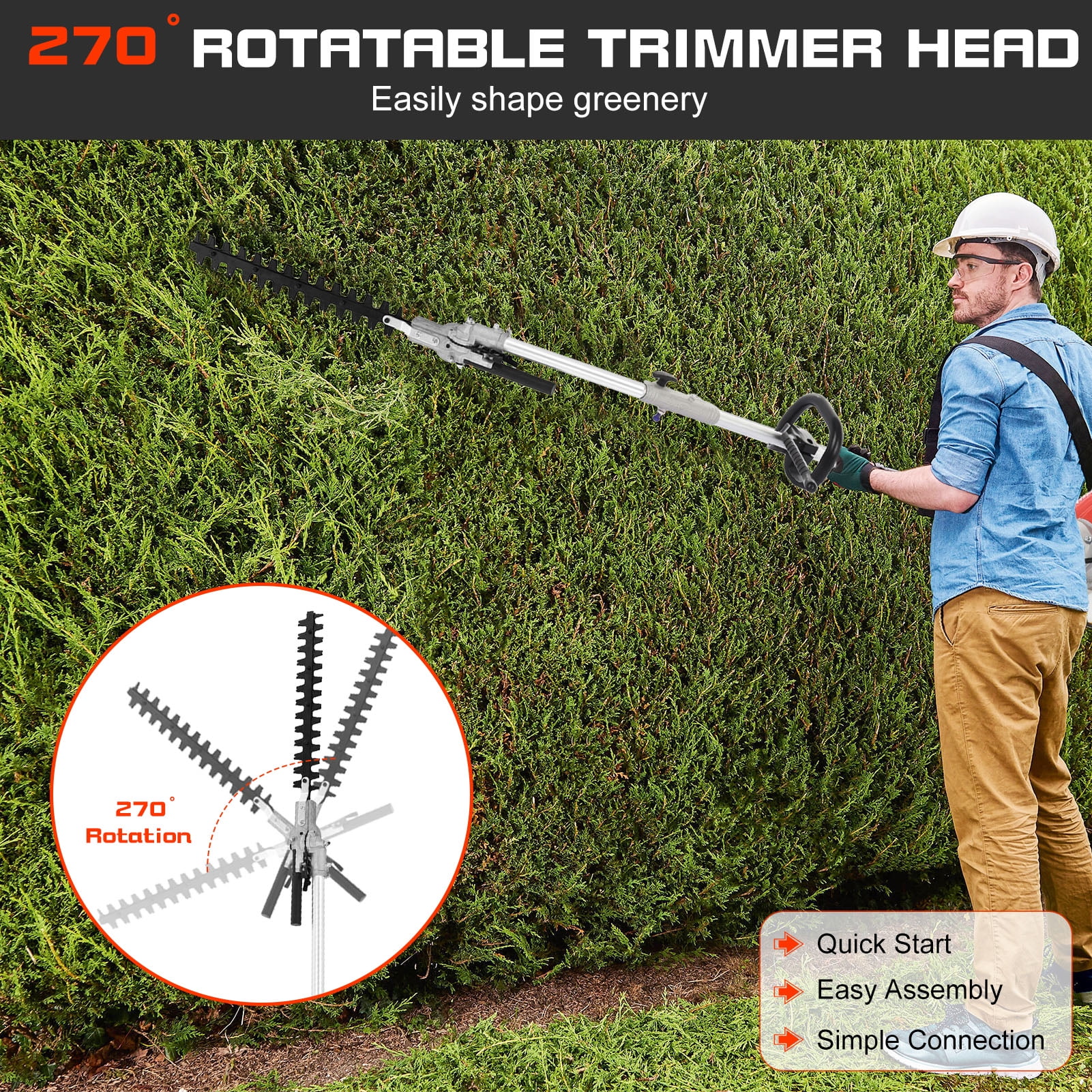 WETS Gas Weed Wacker, 5 in 1 Weed Eater Gas Powered, 52cc Brush Cutter and Gas String Trimmer 2-Stroke, Grass Trimmer 2025 Upgraded,Cordless Hedge Trimmer