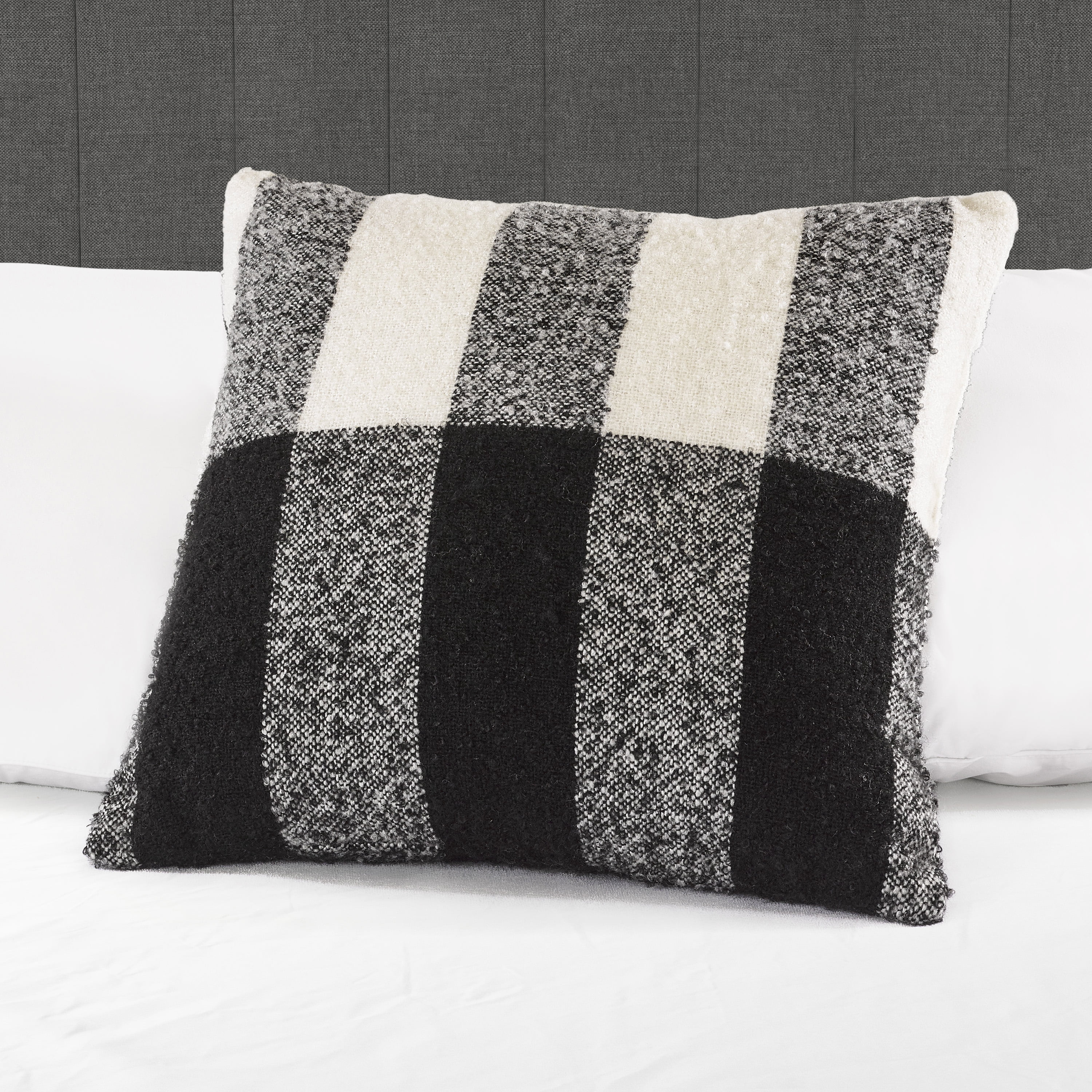 (2 pack) Mainstays 18"x18" Black and White Plaid Decorative Throw Pillow