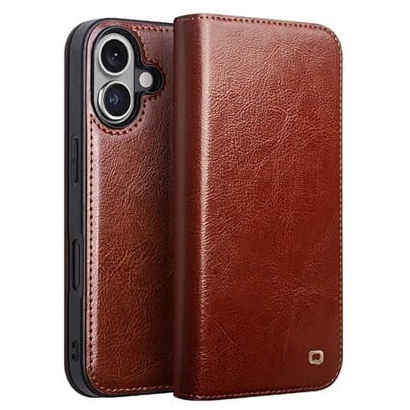 Havilah For iPhone 16 Plus Case Classic Leather Case iPhone 16 Plus Cover with Card Slot - Quality Material apple 16 Plus cover- Brown