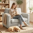 thumbnail image 2 of HOMCOM Fauteuil d'Appoint, Fauteuil Rembourré avec Grand Siège, Gris, 2 of 10