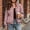 Pink, variant on Xdegoge Bomber Jackets for Women Fall Plaid Stand Collar Long Sleeve Zip Up Outerwear Fall Winter Lightweight Casual Vintage Streetwear Coats Brown M